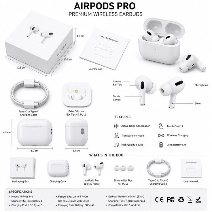 Apple AirPods Pro (2nd Generation) Wireless Ear Buds with USB-C Charging